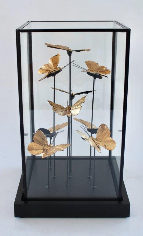 Square Glass Box Gold Butterflies